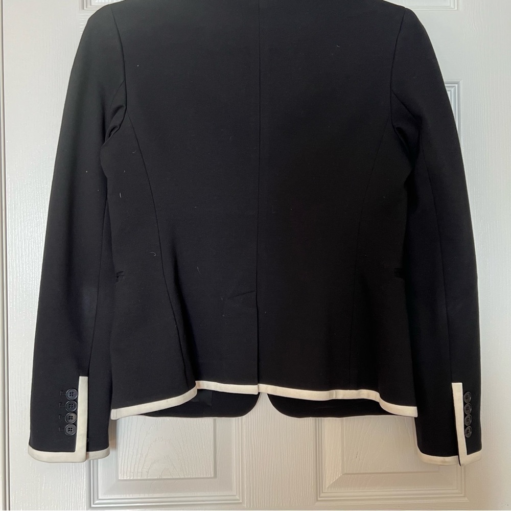 Talbots Black White Trim Luxe Knit Banded Single-Breasted Blazer Jacket - Sz 4 - Picture 7 of 11